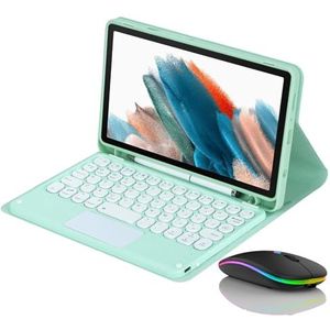 Toetsenbordhoes voor Samsung Galaxy Tab S10 FE Plus 13.1 inch 2025, Ingebouwde Potloodhouder, Magnetisch Afneembaar Draadloos Toetsenbord met Bluetooth Muis,Groen