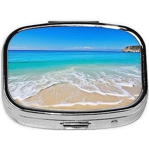 Strand en zee Pillendoos Metalen Pil Organizer Case Draagbare Pillendoos voor Pocket of Portemonnee Decoratieve Geneeskunde Organizer Vitamine Container