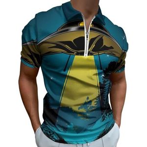 Flying Ufo Half Zip-up Polo Shirts Voor Mannen Slim Fit Korte Mouw T-shirt Sneldrogende Golf Tops Tees S