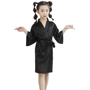 JMORCO Badjas satijn dames 3-13 jaar satijn badjas bad robes meisje pyjama badjas verjaardag spa bruiloft, CM07, 6-7T(115-130cm)