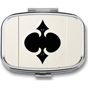 Spades K Poker Pill Box, 2 Compartiment Medicine Pill Case, Draagbare Pil Organizer voor Pocket Of Portemonnee Decoratieve Metalen Geneeskunde Vitamine Organizer