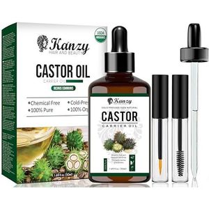 Kanzy - Biologische Castorolie - 100% Natuurlijke en Pure Castorolie - 50 ml - Voor Wimpers en Wenkbrauwen