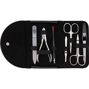 DREI SCHWERTER Germany manicure set nagelset 'Romagna' 7-delig leer met glasvijl