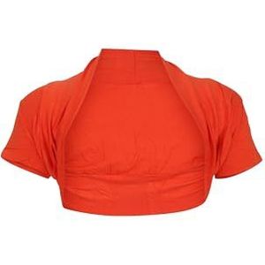 Easy Young Fashion Dames bolero jasje korte mouwen - elastisch en nauwsluitend - basic schouderjas - zachte open voorkant jas 3009, oranje, 32-38
