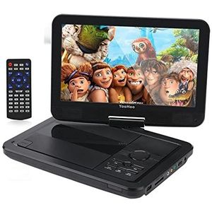 YOOHOO Draagbare dvd speler 12,5'' met 10,5'' 270 ° draaibaar HD zwenkscherm met oplaadbare batterij AC adapter ondersteunt All Region, multi regio, auto dvd spelers voor kinderen (zwart)