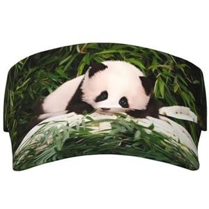 MYGANN Leuke Kleine Panda Unisex Verstelbare Zonnescherm Holle Hoed voor Indoor en Outdoor Activiteiten Running Golf Zwart, Zwart, Eén Maat