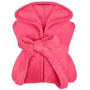 npluseins Extra zachte badjas met capuchon van knuffelfleece, in moderne kleuren en verschillende maten, uniseks en kuitlang, roze, XL