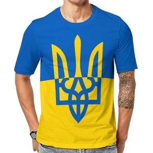 Oekraïense vlag heren korte mouw grafisch T-shirt ronde hals print casual T-shirt tops L