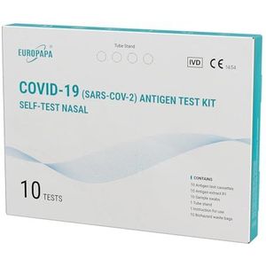 EUROPAPA® 10x Corona sneltest zelftest Covid-19 neuslekentest snel en eenvoudig thuis op kantoor of op vakantie