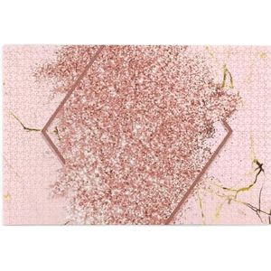 Glitter roségoud met bruinachtige rode ruit puzzel 1000 stukjes houten puzzel familiespel wanddecoratie
