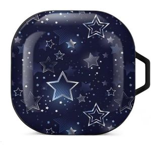 Zilveren sterren oordopjes hoesje compatibel met Samsung hard shell beschermhoes zwart-stijl