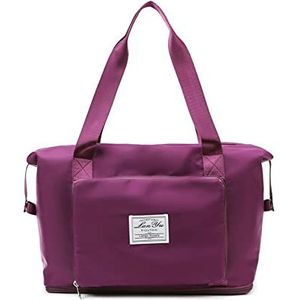 Ergocar Opvouwbare lichtgewicht sporttassen, waterdicht, kan worden uitgebreid, reistas voor sportschool, vakantie, anti-fouling, uniseks, fitnesstas, weekend duffle tas, canvas tas, Fuchsia,