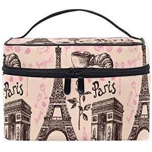 Fahsion Parijs Eiffeltoren make-up tas voor vrouwen cosmetische tassen toilettas trein koffer