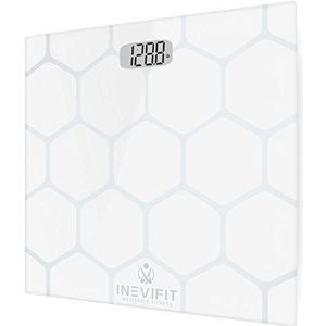INEVIFIT Personenweegschaal, zeer nauwkeurige digitale personenweegschaal, meet het gewicht voor meerdere gebruikers wit groot platform 40 x 30 cm