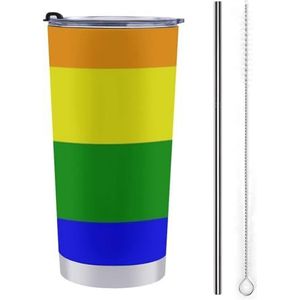 LGBT Pride Curacao vlag reizen mok herbruikbare koffie beker waterfles beker beker met rietje en deksel 20oz