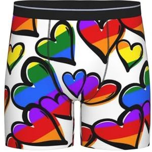 GRatka Boxer slips, heren onderbroek Boxer Shorts been Boxer Briefs grappige nieuwigheid ondergoed, regenboog gekleurde harten gedrukt, zoals afgebeeld, L