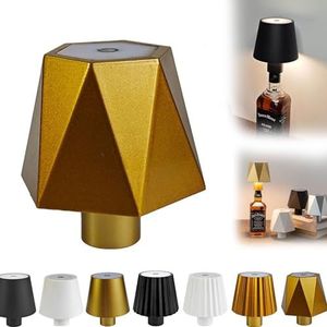 Pridola Draadloze Fleslamp, Draadloze Fleslamp, 2024 Nieuwe 3 Kleuren Traploos Dimmen Pridola Fleslamp, LED-wijnfleslamp, Draadloze Tafellamp, For Bars, Restaurants, For Bar, Café (2 Stuks)(Color:Gold