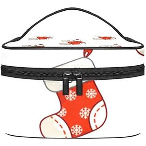 Reizen Make-up Cosmetische Case Opbergtas Rood Grappig Stoking Cosmetische Tas Draagbaar voor Meisjes Vrouwen, Meerkleurig, 22.5x15x13.8cm/8.9x5.9x5.4in