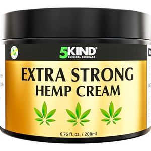 5kind extra sterke hennep crème 200ml - Krachtige hennepolie en Arnica crème - voor massage van de gewrichten en spieren, onderrug, voeten, knieën, nek & schouders - Boordevol natuurlijke ingrediënten
