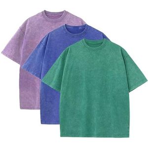 3 oversized zware katoenen zomershirts voor heren, vintage T-shirt, losse pasvorm, korte mouwen, casual T-shirts voor mannen en vrouwen, XXL