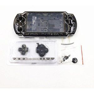 Volledige Behuizing Case Cover Shell Met Knoppen Schroevendraaiers Voor Sony PSP 2000 2001 2002 2003 2004 (Clear Zwart)