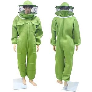 Bijenpak, 3D ademende lucht katoenen stof ontwerp bijenteelt beschermende kleding kleding anti-bijenkleding imker kostuum(Round Hat Red,XL170)