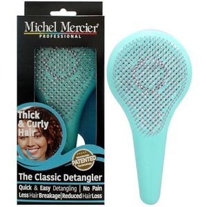 Michel Mercier Detangling Paddle Brush - Gepatenteerde No-Tangle Hair Brush - Vermindert haaruitval, kroezen en breuk - Dik haar - Roze-Turkoois - 1 stuk