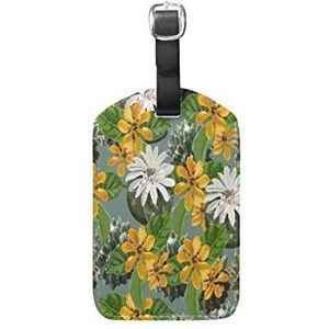 Cactuses gele bloem bagage bagage koffer tags lederen ID label voor reizen (2 stuks)
