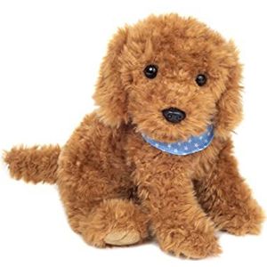 Teddy Hermann 91977 Goldendoodle poedel hond zittend 30 cm, knuffeldier, pluche dier met gerecyclede vulling