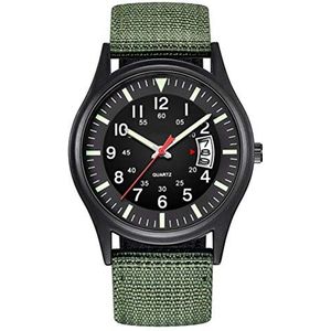 Merkts Mens analoog polshorloge, mode outdoor vrije tijd quartz horloge met mode analoog horloge met kalender, groen, Groen, 23*4*0.9 cm, armband
