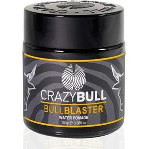 Crazy Bull Pomade - Vegan & Water Based Strong Hold Hair Styler met High Shine Finish - Stylingproduct met kunstmatige bijenwas voor verdikking, volume en definitie van haar - lichte Keulen geur