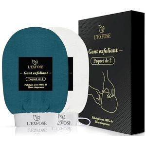 L'Exfose 2 x scrubhandschoen voor lichaam en gezicht, Kessa handschoen van natuurlijke viscose, verwijdert dode cellen, hydrateert de huid, spa-sensatie thuis, perfect cadeau voor Moederdag