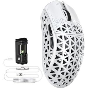 MAMBASNAKE M5 Ultra Carbon Fiber 8000Hz Draadloze Gaming Muis, 39g SUPERLIGHT, 42000DPI, PAW3950MAX Sensor, Nordic 52840 Chip, Bluetooth/2.4G/USB-C bedrade muizen met muis opgerolde kabel, voor PC/Mac