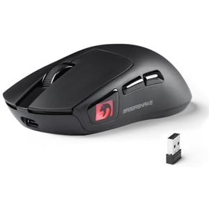 MAMBASNAKE M4 Ultra-Light Draadloze Gamingmuis, 53g, PAW3311 Sensor, 24000 DPI, Tri-Mode Bluetooth/2.4G/Bedraad, RGB-verlichting, 400mAh Batterij, 20M Clicks (Zwart)