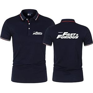 AHYAOFA Polo Heren Fast & Furious Print T-Shirt Golf Korte Mouw T-Shirt Rugby Tennis T-Shirt Tieners Casual Sporthemd-Donkerblauw A||XL