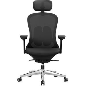 SONGMICS Bureaustoel, ergonomisch verstelbare canvas fauteuil, verstelbare rugleuning, verstelbare zitting voor of achter, 4D armleuningen, lendensteun, capaciteit 150 kg, inktzwart OBN065B01