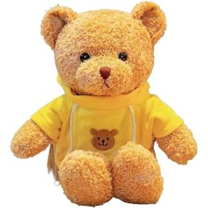 Teddybeer Pluche, Mooie Dragende Hoodies Teddybeer Knuffels Pluche Cadeau for Geliefden Koppel Kerstmis Valentijnsdag(Yellow,50CM/19.6IN)