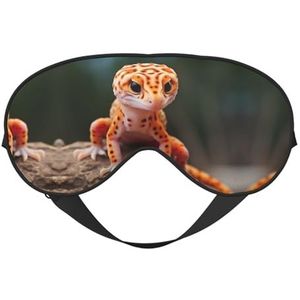Sand Leopard Gecko 1 Printing Soft Eye Masker, Dubbelzijdige Zachte Oogdekking voor Slaap, Reizen, Yoga, Verstelbare Riem, Blokkeert Licht