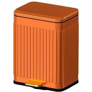Afvalbak Retro Prullenbak van roestvrij staal met soft-close deksel en trappedaal - 6/13L voor thuis/kantoor(Orange,S)