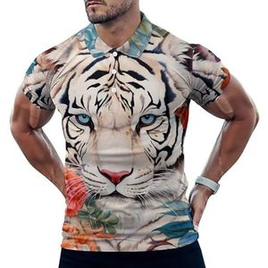 Vintage India Witte Tijger Olifant Casual Poloshirts Voor Mannen Slim Fit Korte Mouw T-shirt Sneldrogende Golf Tops Tees 2XL