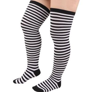 DRESHOW Plus Size Dij Hoge Sokken Gestreepte Over de Knie Lange Boot Kousen Knie Hoge Buis Sokken Beenwarmers voor Vrouwen