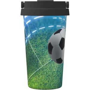 OdDdot Voetbal Sport Bal Print Reizen Koffie Mok Geïsoleerde Koffie Cup Herbruikbare Koffie Cups Vacuüm Rvs Mok