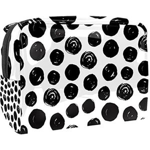 Handgeschilderde zwarte stippen patroon afdrukken reizen cosmetische tas voor vrouwen en meisjes, kleine waterdichte make-up tas rits zakje toilettas organizer, Meerkleurig, 18.5x7.5x13cm/7.3x3x5.1in, Modieus