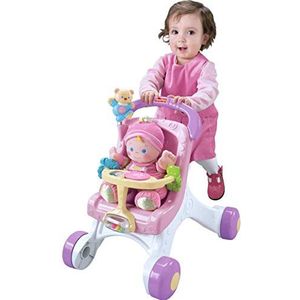 Fisher-Price M9523 - poppenwagen loophulp met muziek en speelgoed roze voor poppen, vanaf 9 maanden - Standaard Verpakking