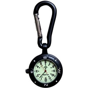 klox Zwarte Clip Op Karabijnhaak Lichtgevend Gezicht FOB Horloge, Zakhorloge voor Artsen Verpleegkundigen Paramedici Chefs Sport, Zwart, Boheems