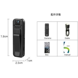 Lichaamscamera MD13 HD 1080P Body Mini Camera Draagbare kleine digitale videorecorder Politie BodyCam Infrarood Nachtzicht Miniatuurcamcorder (Size : Add 128GB, Color : 6 Inch)