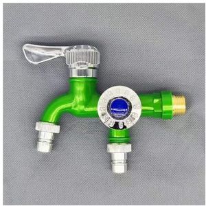 Wandmontage dubbele uitlaat wasmachine kraan, dweil zwembadkraan met dubbele bediening, outdoor tuin water slabbetje, wit (groen)