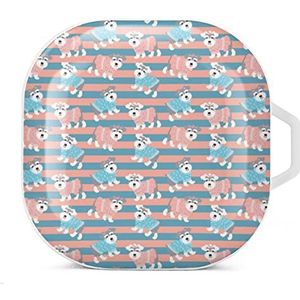 Schattig Schnauzer Puppy Oordopjes Hoesje Compatibel met Samsung Hard Shell Beschermhoes Wit-Stijl