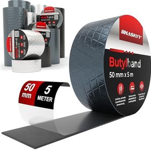 Waterdicht plakband butylband, 50 mm x 5 m, antraciet, hoogwaardig zelfklevend met aluminiumfolie, butyltape, verouderingsbestendig, corrosiebestendig, uv-bestendig