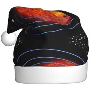 Outer Space Galaxy Zonnestelsel print Xmas Vakantie Hoed voor Volwassenen, Kerstmuts, Zachte Kerstmuts, voor Feestelijke Kerstfeest Decor